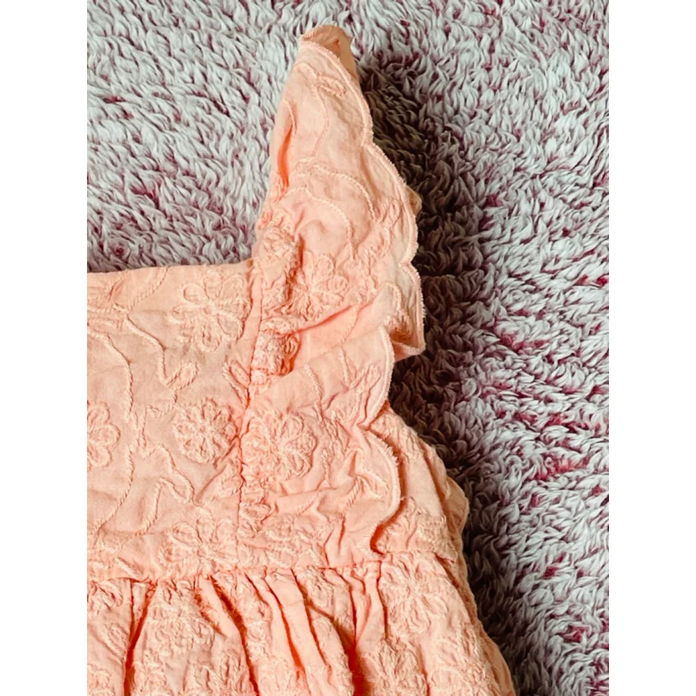Baby Catherine Malandrino Peach Floral Embroidered Bodysuit 3-6 Months